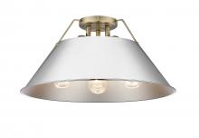  3306-3FM AB-CH - Orwell AB 3 Light Flush Mount in Aged Brass with Chrome shade